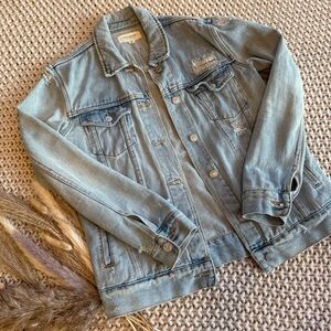 Pacsun Denim Jacket Womens Blue Light Wash Distressed Trucker S